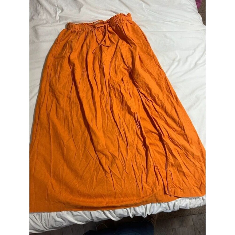 Linen cotton split skirt maxi size medium Abercrombie & fitch orange  fall